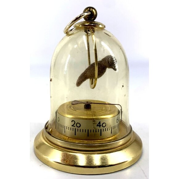 French Weather Station Bird Cage Domed Thermometer Vintage Hanging 3" Tall - Picture 2 of 7